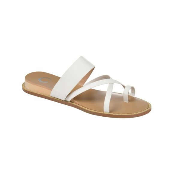 JOURNEE COLLECTION Womens White Eevie Round Toe Wedge Slip On Sandals 9 M - Picture 1 of 4
